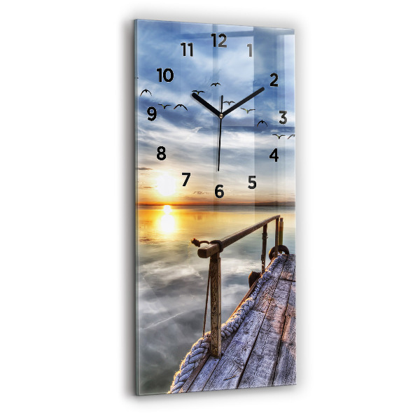 Horloge rectangulaire verticale Coucher de soleil sur le lac