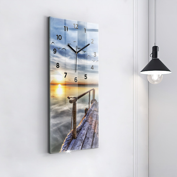 Horloge rectangulaire verticale Coucher de soleil sur le lac