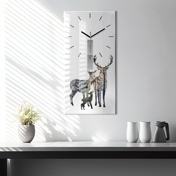 Horloge rectangulaire verticale Famille des cerfs
