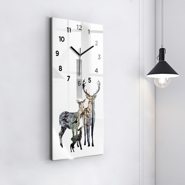 Horloge rectangulaire verticale Famille des cerfs
