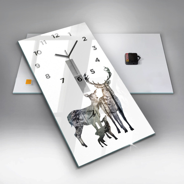 Horloge rectangulaire verticale Famille des cerfs