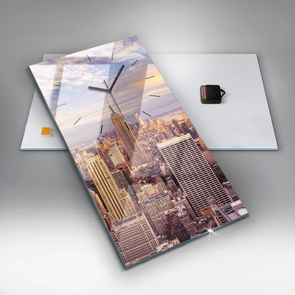 Horloge rectangulaire verticale Coucher de soleil à New York