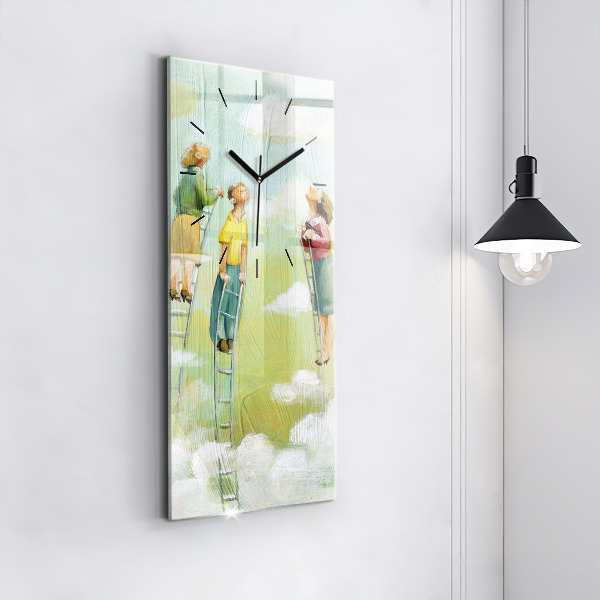 Horloge rectangulaire verticale 'Les gens sur l''échelle'