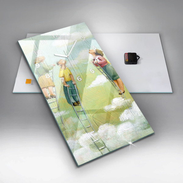 Horloge rectangulaire verticale 'Les gens sur l''échelle'