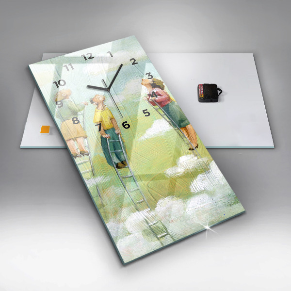 Horloge rectangulaire verticale 'Les gens sur l''échelle'