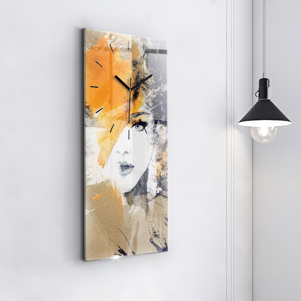Horloge rectangulaire verticale 'Portrait d''une femme abstrait'