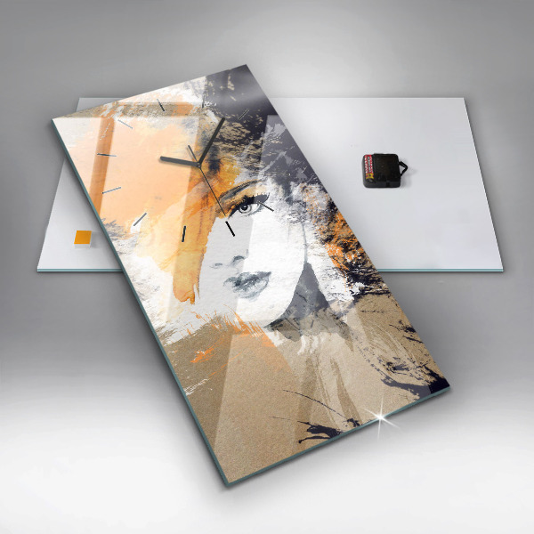 Horloge rectangulaire verticale 'Portrait d''une femme abstrait'