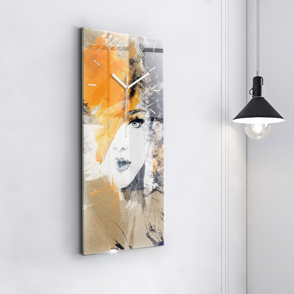 Horloge rectangulaire verticale 'Portrait d''une femme abstrait'