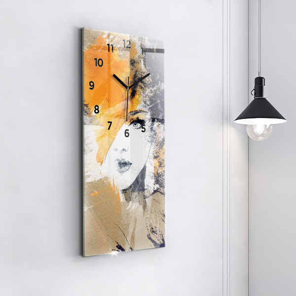 Horloge rectangulaire verticale 'Portrait d''une femme abstrait'