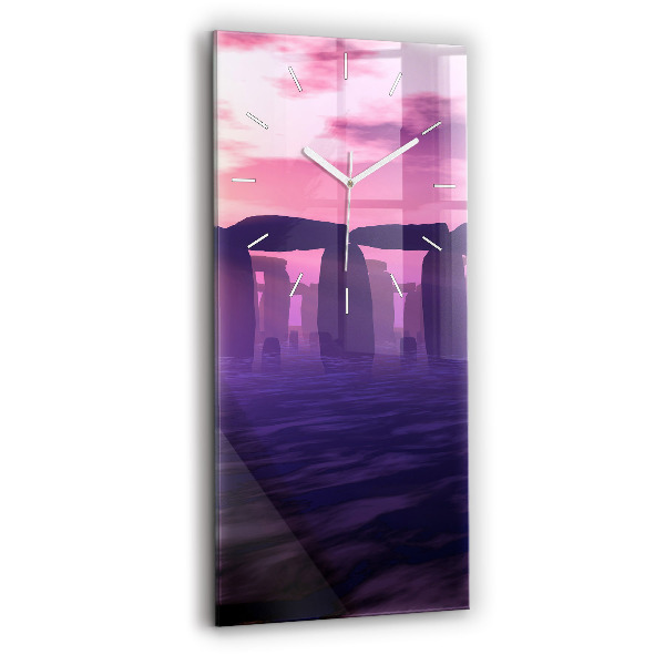 Horloge rectangulaire verticale Coucher de soleil à Stonehenge