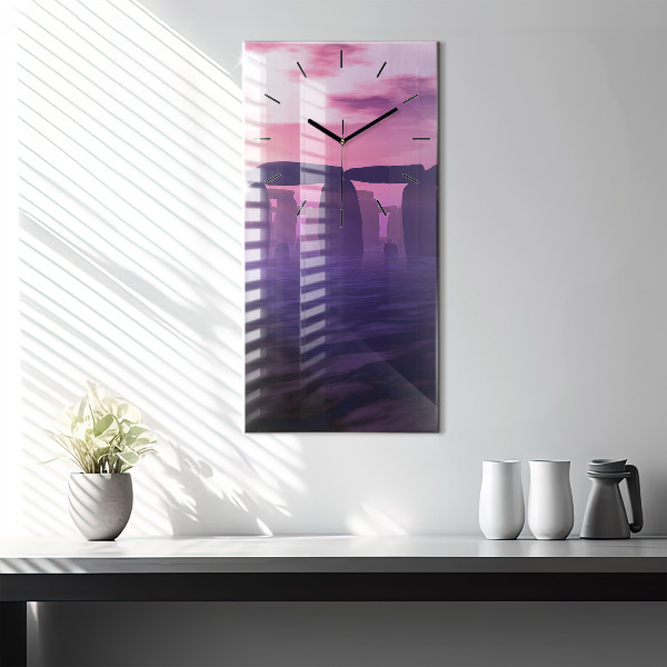 Horloge rectangulaire verticale Coucher de soleil à Stonehenge