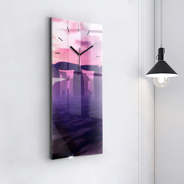 Horloge rectangulaire verticale Coucher de soleil à Stonehenge