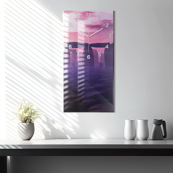Horloge rectangulaire verticale Coucher de soleil à Stonehenge