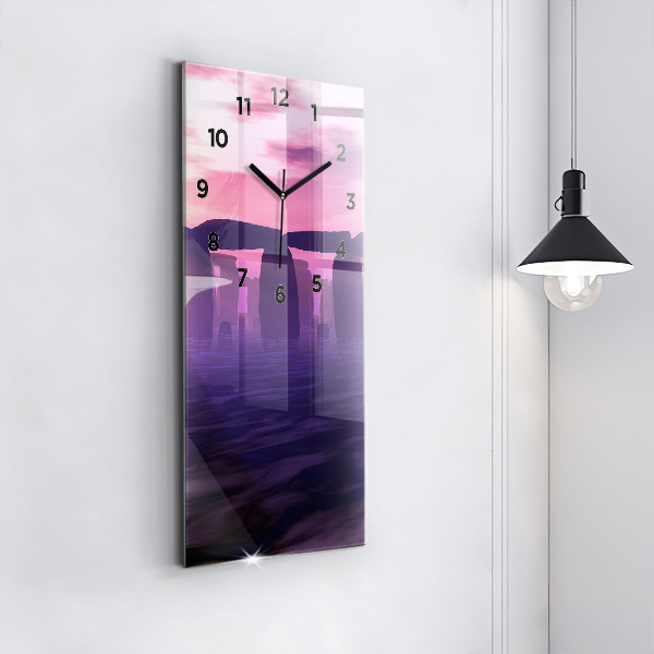 Horloge rectangulaire verticale Coucher de soleil à Stonehenge