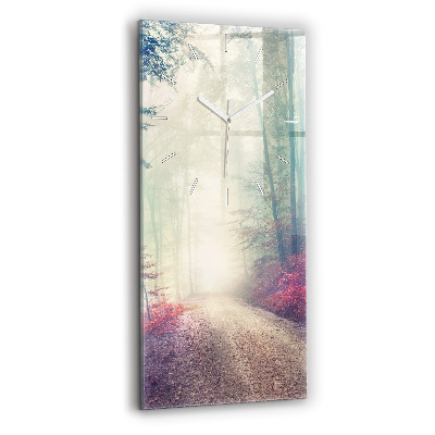 Horloge rectangulaire verticale 'Route d''automne Forêt Brouillard'