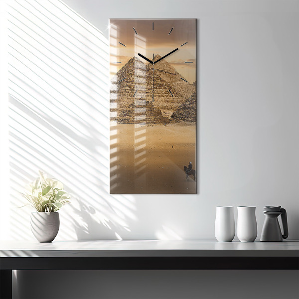Horloge rectangulaire verticale Pyramides et coucher de soleil