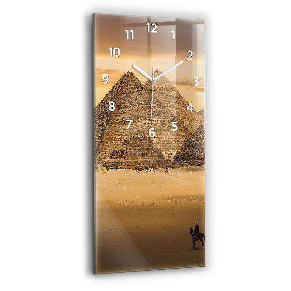 Horloge rectangulaire verticale Pyramides et coucher de soleil