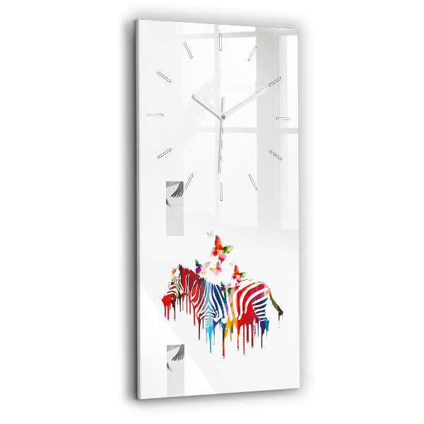 Horloge rectangulaire verticale Zèbre coloré