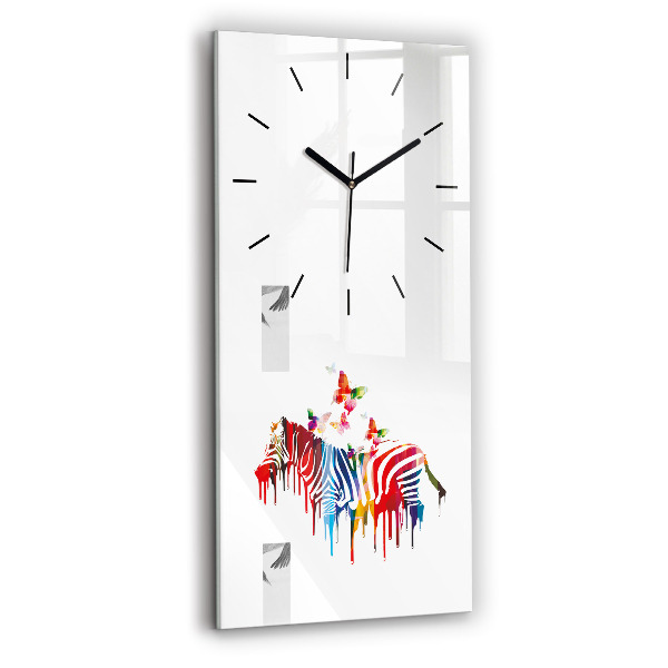 Horloge rectangulaire verticale Zèbre coloré