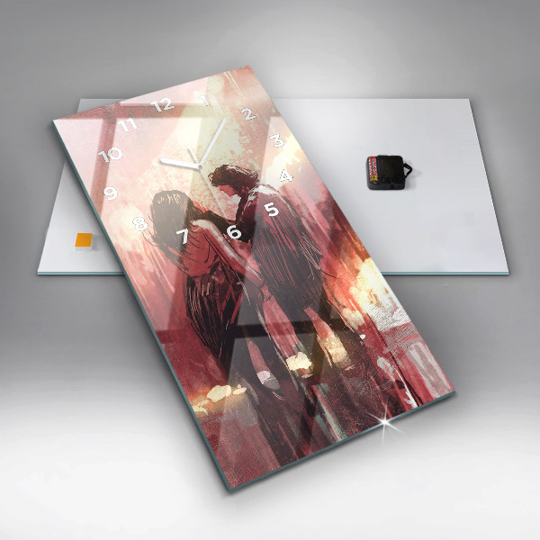Horloge rectangulaire verticale Jeune couple amoureux