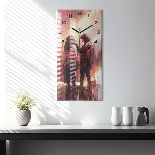 Horloge rectangulaire verticale Jeune couple amoureux