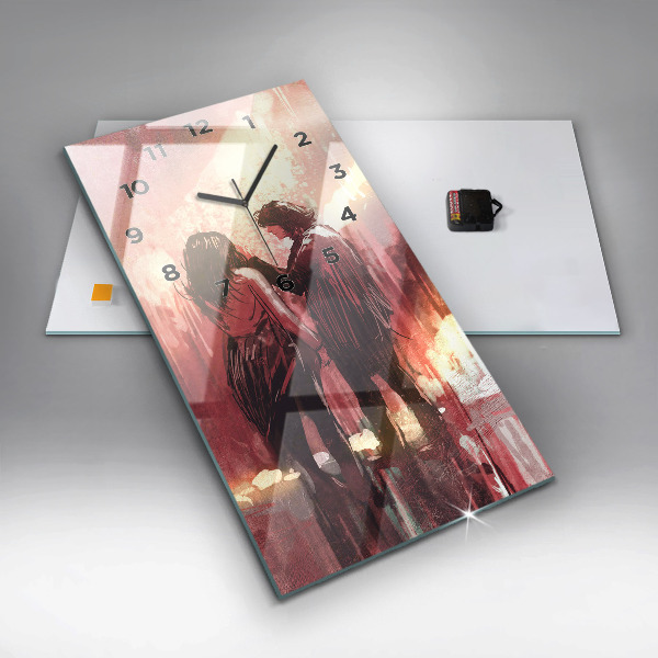 Horloge rectangulaire verticale Jeune couple amoureux