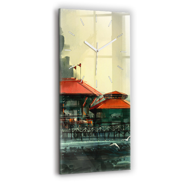 Horloge rectangulaire verticale Village de pêcheurs