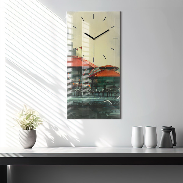 Horloge rectangulaire verticale Village de pêcheurs