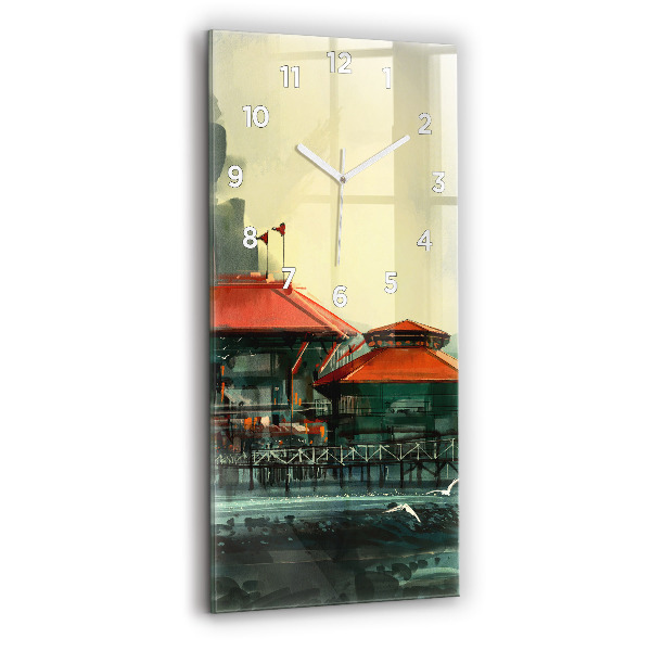 Horloge rectangulaire verticale Village de pêcheurs