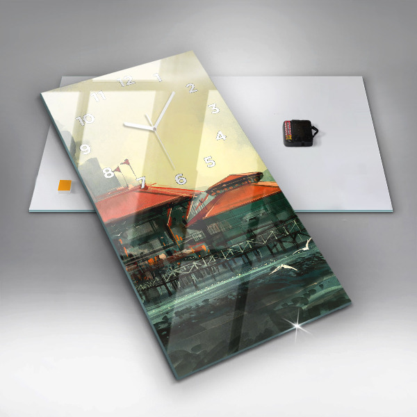 Horloge rectangulaire verticale Village de pêcheurs