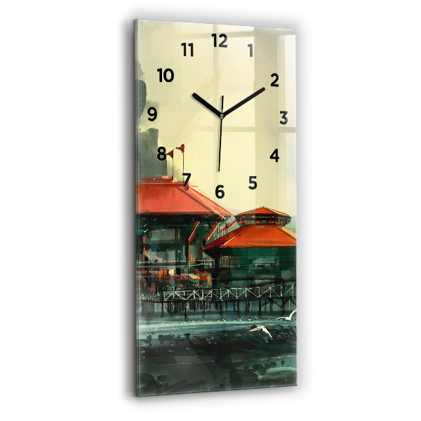 Horloge rectangulaire verticale Village de pêcheurs