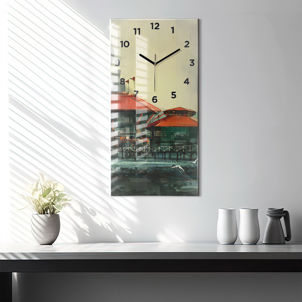 Horloge rectangulaire verticale Village de pêcheurs