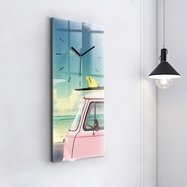 Horloge rectangulaire verticale Voiture avec planche de surf