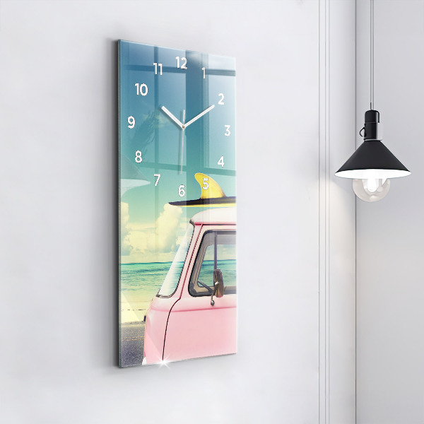 Horloge rectangulaire verticale Voiture avec planche de surf