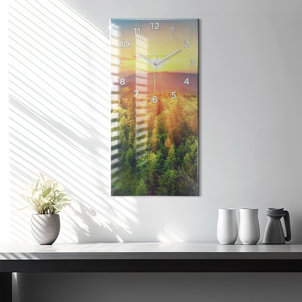 Horloge murale verticale Coucher de soleil sur les collines