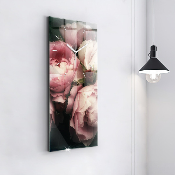 Horloge murale verticale Bouquet de roses roses