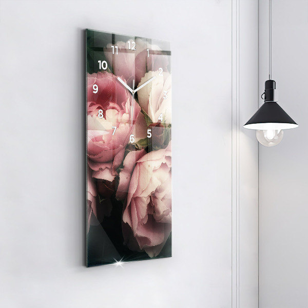 Horloge murale verticale Bouquet de roses roses