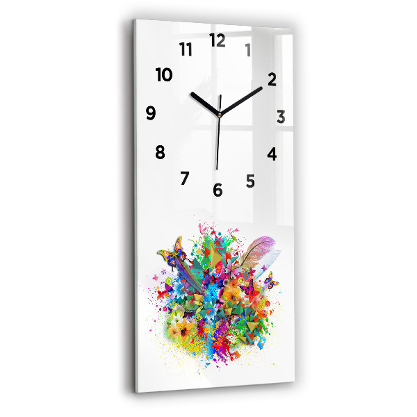 Horloge murale verticale Harmonie florale avec des papillons