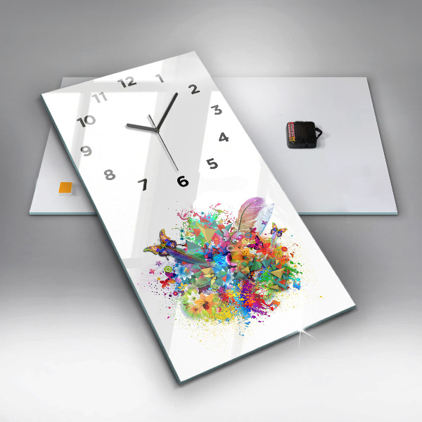 Horloge murale verticale Harmonie florale avec des papillons