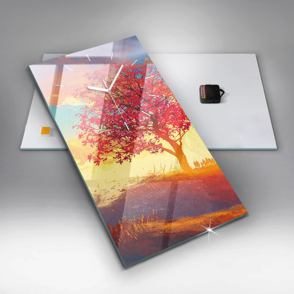Horloge murale verticale 'Paysage d''automne'