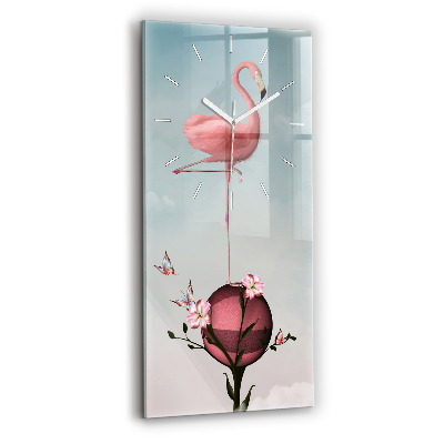 Horloge murale verticale Flamant rose surréaliste