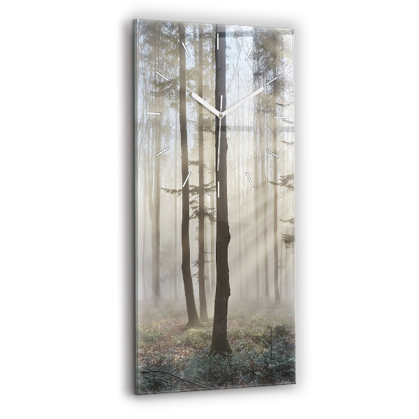 Horloge murale verticale Forêt dans le brouillard