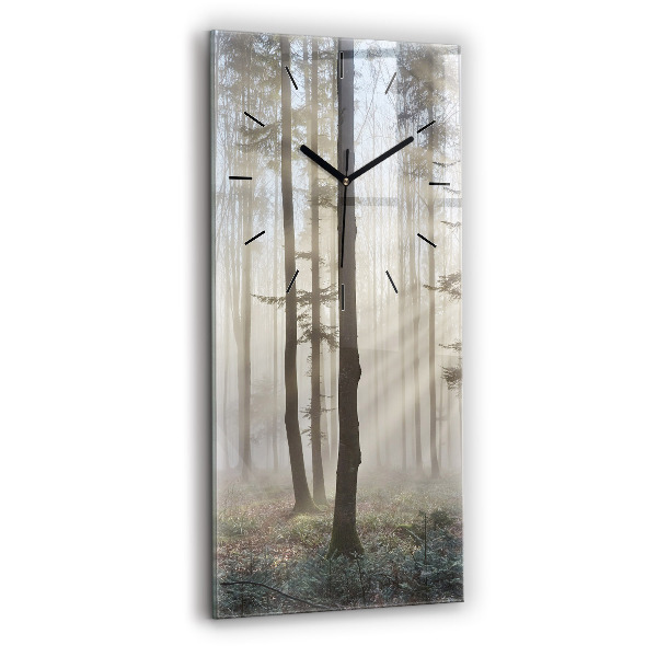 Horloge murale verticale Forêt dans le brouillard