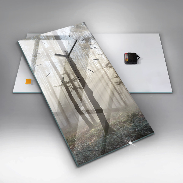 Horloge murale verticale Forêt dans le brouillard