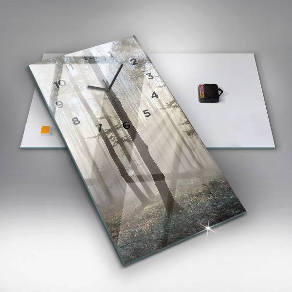Horloge murale verticale Forêt dans le brouillard