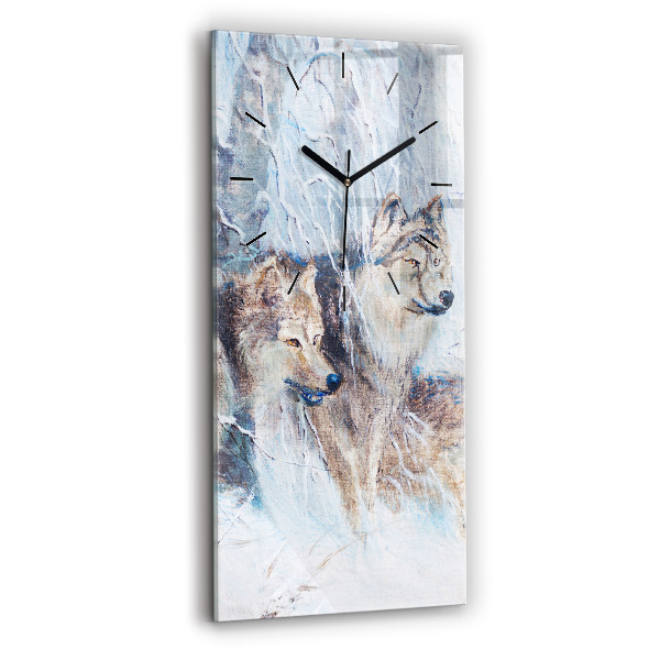 Horloge murale verticale Les loups dans la forêt