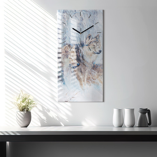 Horloge murale verticale Les loups dans la forêt