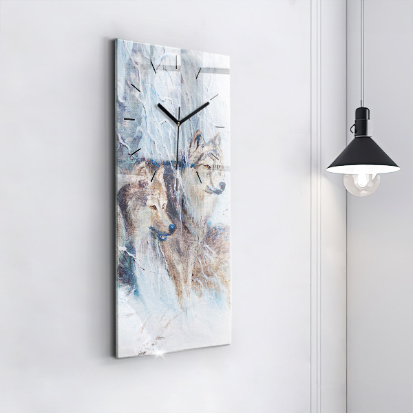 Horloge murale verticale Les loups dans la forêt