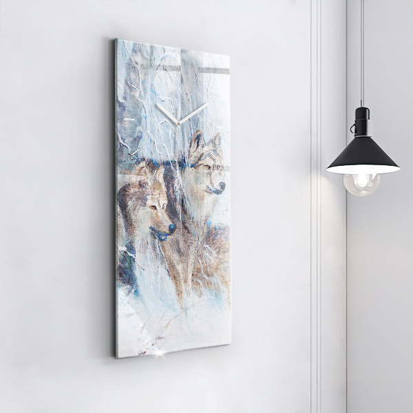 Horloge murale verticale Les loups dans la forêt