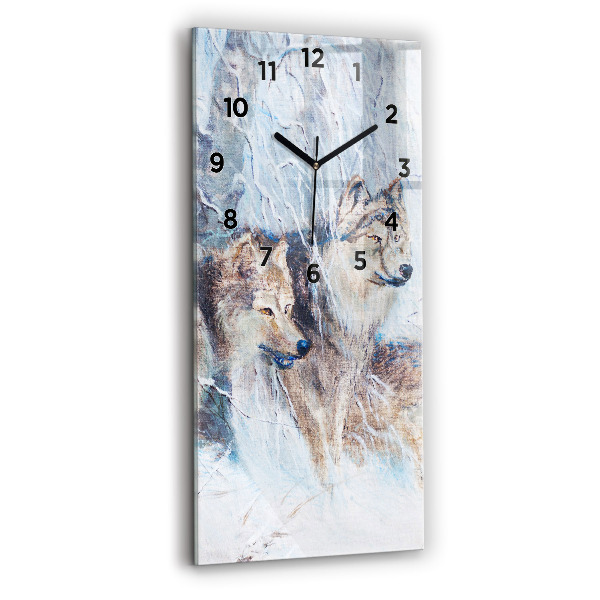 Horloge murale verticale Les loups dans la forêt